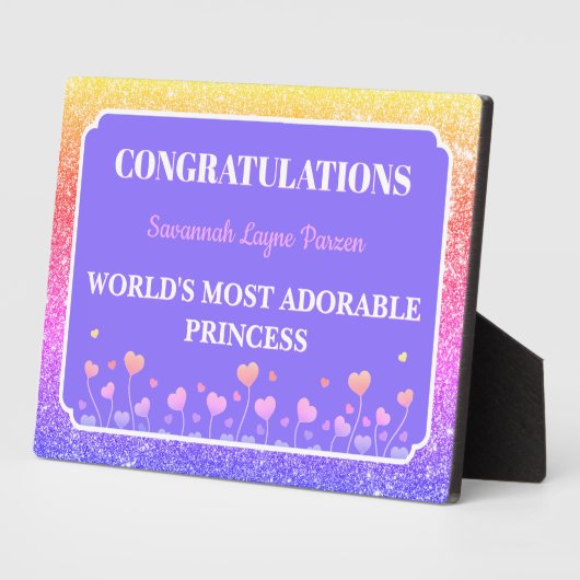Princess! Fun Personalized girl tabletop plaque Fotoplatte (Seite)
