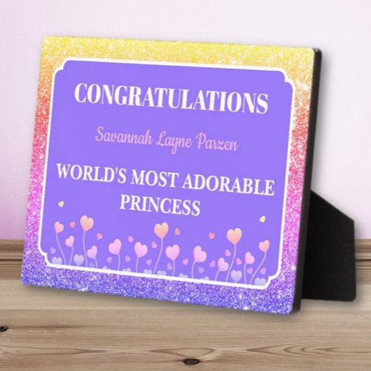Princess! Fun Personalized girl tabletop plaque Fotoplatte