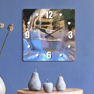 Princess funkelnd Gold und blauer Märchentrainer F Quadratische Wanduhr