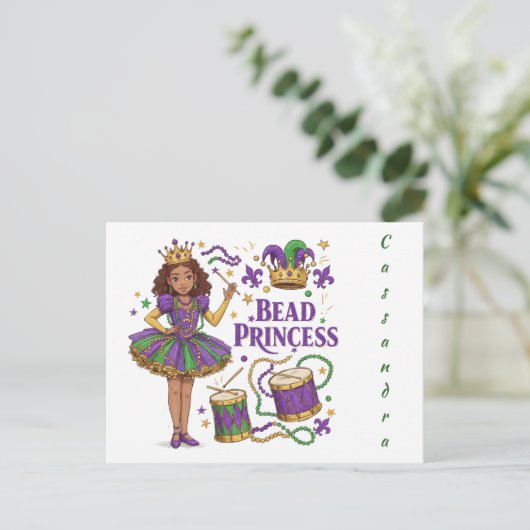 Princess für personalisierte Textbeads - Mardi Gra Postkarte (Stehend Vorderseite)