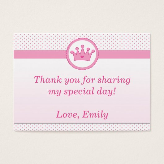 Princess Gift Favor Label Danke Markierung Pink (Vorderseite)