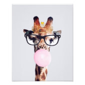 Princess Giraffe bläst Pink Bubble gum Fotodruck (Vorne)
