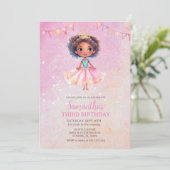 Princess Girl American Glitzer Birthday Einladung (Stehend Vorderseite)