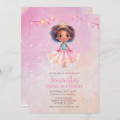 Princess Girl American Glitzer Birthday Einladung (Vorne/Hinten)