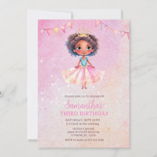 Princess Girl American Glitzer Birthday Einladung