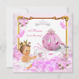 Princess Girl Baby Dusche Pink Gold Carriage Tiara Einladung