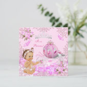 Princess Girl Baby Dusche Rosa Carriage Einladung (Stehend Vorderseite)