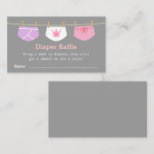 Princess Girl Babydusche, Windeln Raffle Tickets Begleitkarte (Vorne/Hinten)