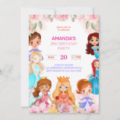 Princess Girl Birthday Party 3. Jahr Einladung (Vorderseite)