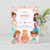 Princess Girl Birthday Party 3. Jahr Einladung (Stehend Vorderseite)