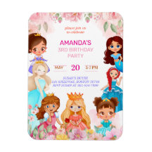 Princess Girl Birthday Party 3. Jahr Einladung