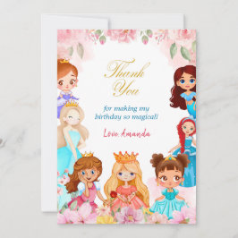 Princess Girl Birthday Party 3. Jahre Vielen Dank Dankeskarte