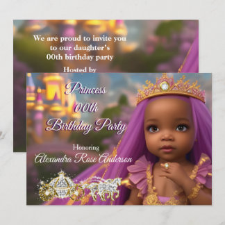 Princess Girl Birthday Party tiara lila ethnische Einladung