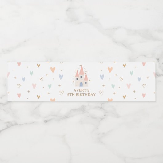 Princess Girl Birthday Party Wasserflaschenetikett (Einzelnes Label)