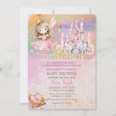 Princess Girl Blush Pink Rainbow Baby Dusche Einladung (Vorderseite)