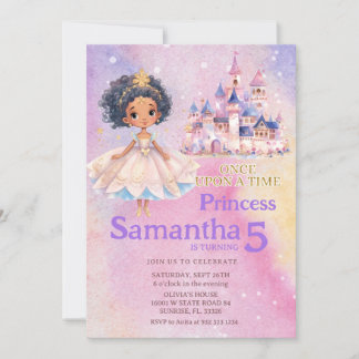 Princess Girl Castle Afrikanischer Amerikaner Gebu Einladung