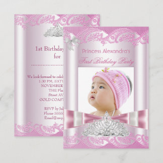 Princess Girl Erster Geburtstag 1. Party Einladung