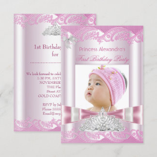 Princess Girl Erster Geburtstag 1. Party Einladung