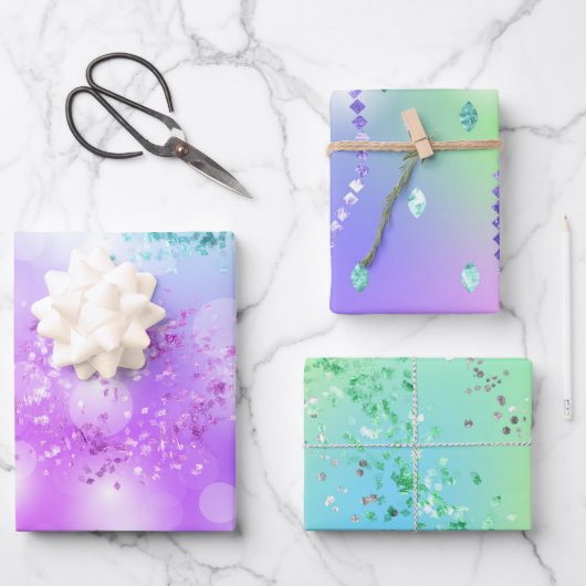 Princess Glitzer Geschenkpapier Set (Vorderseite)