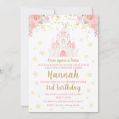 Princess Glitzer Goldburg Geburtstagseinladung Einladung (Vorderseite)