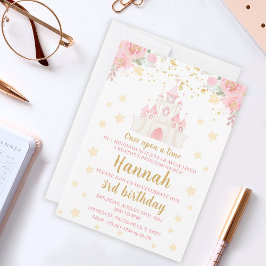 Princess Glitzer Goldburg Geburtstagseinladung Einladung