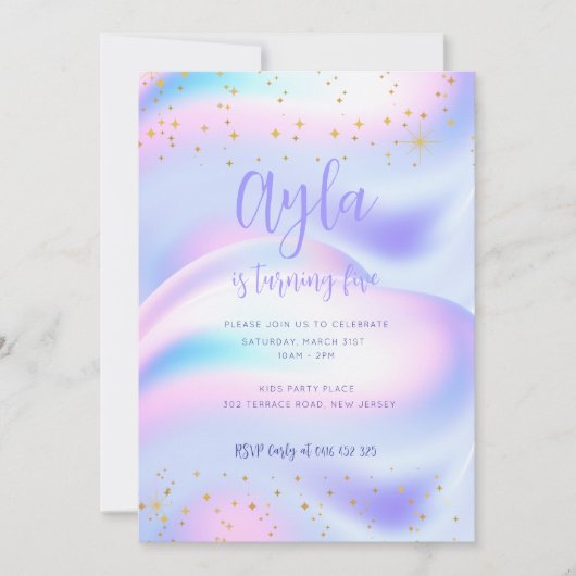 Princess Glitzern 5. Geburtstag Einladung (Vorderseite)
