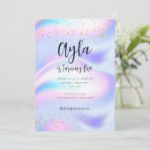 Princess Glitzern 5. Geburtstag Einladung (Stehend Vorderseite)