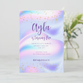 Princess Glitzern 5. Geburtstag Einladung (Stehend Vorderseite)