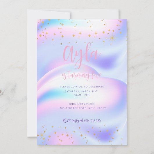 Princess Glitzern 5. Geburtstag Einladung (Vorderseite)