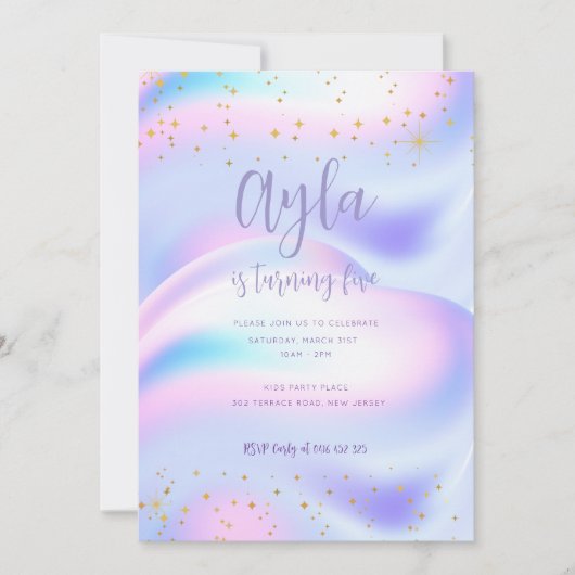 Princess Glitzern 5. Geburtstag Einladung (Vorderseite)