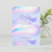 Princess Glitzern 5. Geburtstag Einladung (Stehend Vorderseite)