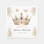 Princess Gold Crown Floral Butterfly Bridal Shower Serviette (Vorderseite)