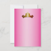 Princess Gold Crown Pink Party Tischnummer Card (Rückseite)