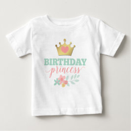 Princess Gold Crown & Shabby Pink Floral Baby T-shirt