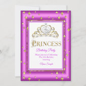Princess Gold Lila Pink Birthday Party Einladung (Vorderseite)