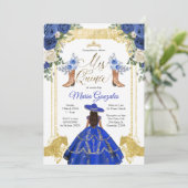 Princess Gold Navy Boots Charra 15. Anos 2 Einladung (Stehend Vorderseite)