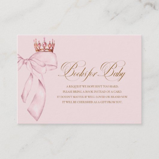 Princess Gold Pink Girl Baby Shower Books for baby Begleitkarte (Vorderseite)