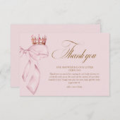 Princess Gold Pink Girl Baby Shower Dankeskarte (Vorne/Hinten)