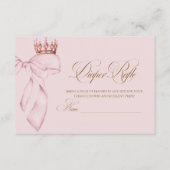 Princess Gold Pink Girl Baby Shower Diaper Rafle Begleitkarte (Vorderseite)