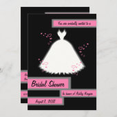 Princess Gown & Hearts Bridal Dusche Einladung 3 (Vorne/Hinten)