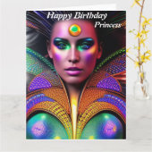 Princess Happy Birthday Card Karte (Gelbe Blume)