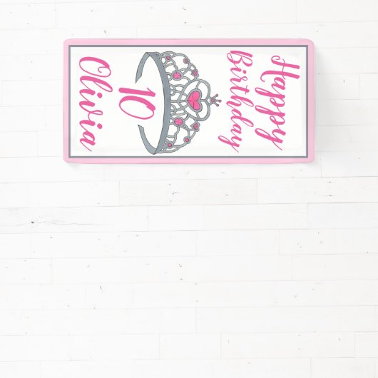 Princess Happy Birthday Party Tiara Dress Up Crown Banner (InSitu)