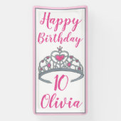 Princess Happy Birthday Party Tiara Dress Up Crown Banner (Vertikal)