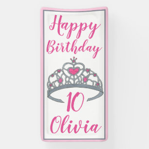 Princess Happy Birthday Party Tiara Dress Up Crown Banner