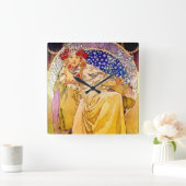 Princess Hyacinth Poster von Alphonse Mucha Quadratische Wanduhr (Zuhause)