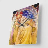 Princess Hyacinth Poster von Alphonse Mucha Quadratische Wanduhr (Winkel)