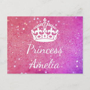 Princess (Ihr Name) Crown Pink Bokeh Postcard Postkarte