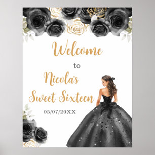 Princess in Black Dress 16 . Geburtstag Willkommen Poster