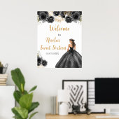 Princess in Black Dress 16 . Geburtstag Willkommen Poster (Heimbüro)