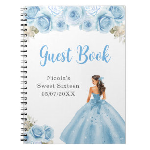 Princess in Blue Dress 16 . Geburtstag Gästebuch Notizblock